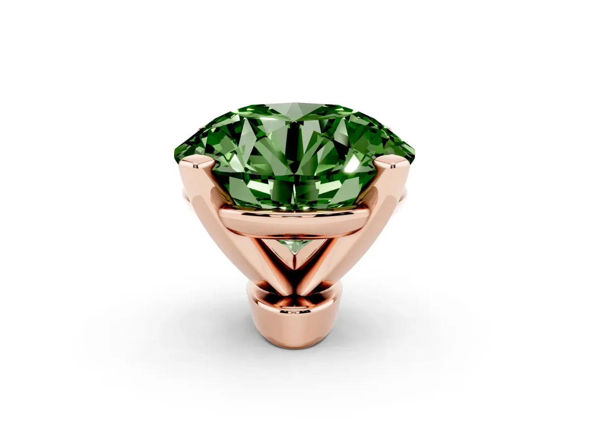 Fancy Green Round Cut Diamond Solitaire Ring with Prong Setting and Classic Band Rose gold