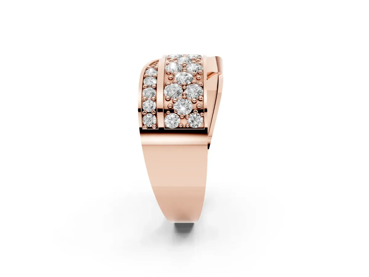 Pavé Round Diamond Crossover Band with Bead Prong Setting Rose gold