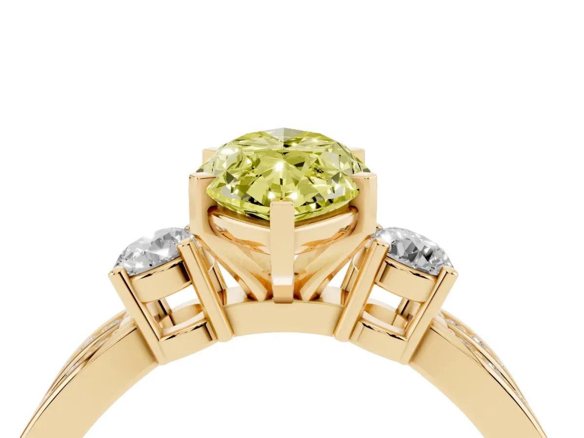 Fancy Yellow Three-Stone Marquise Cut Cut Diamond Twist Band with Prong Setting Yellow gold
