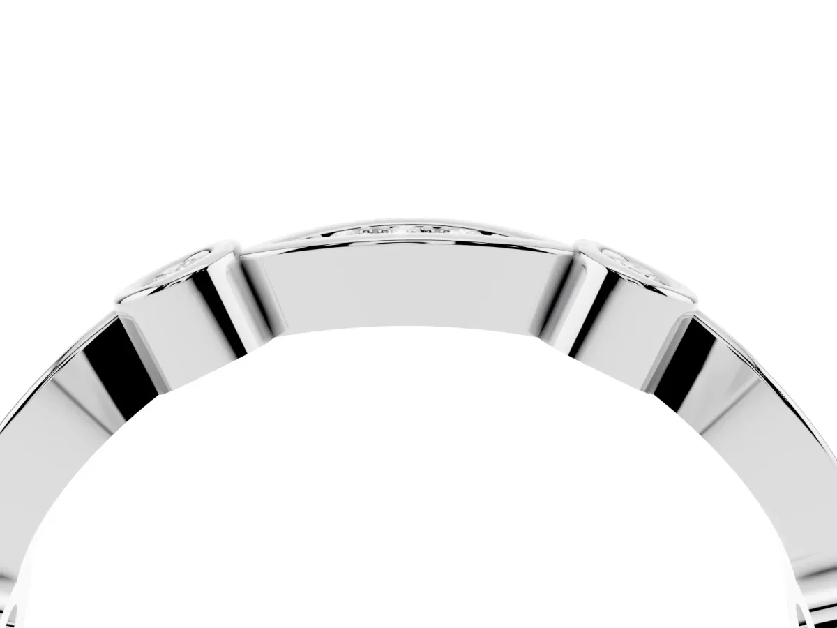 Bezel Set Marquise and Round Diamond Contour Band Platinum