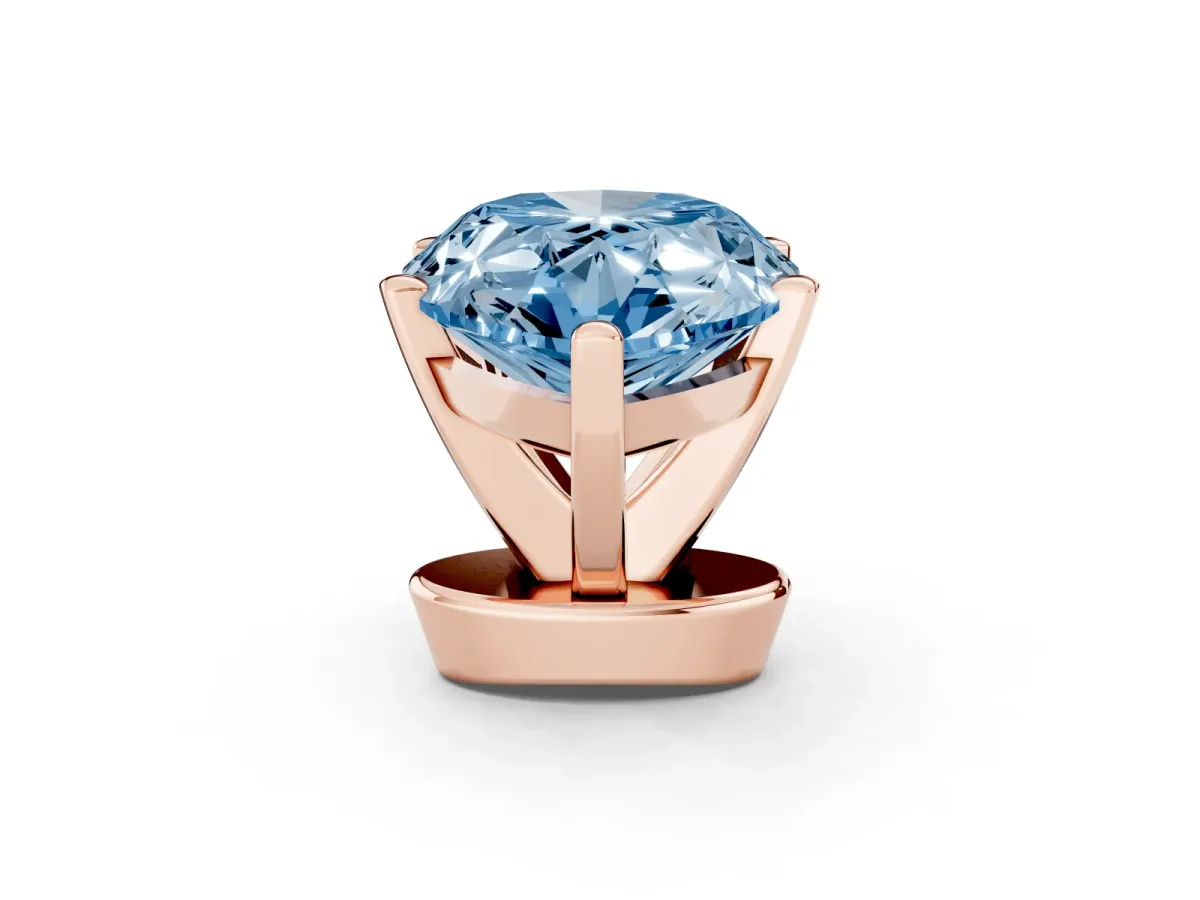 Fancy Blue Pear Cut Diamond Solitaire Ring with Prong Setting and Classic Band Rose gold