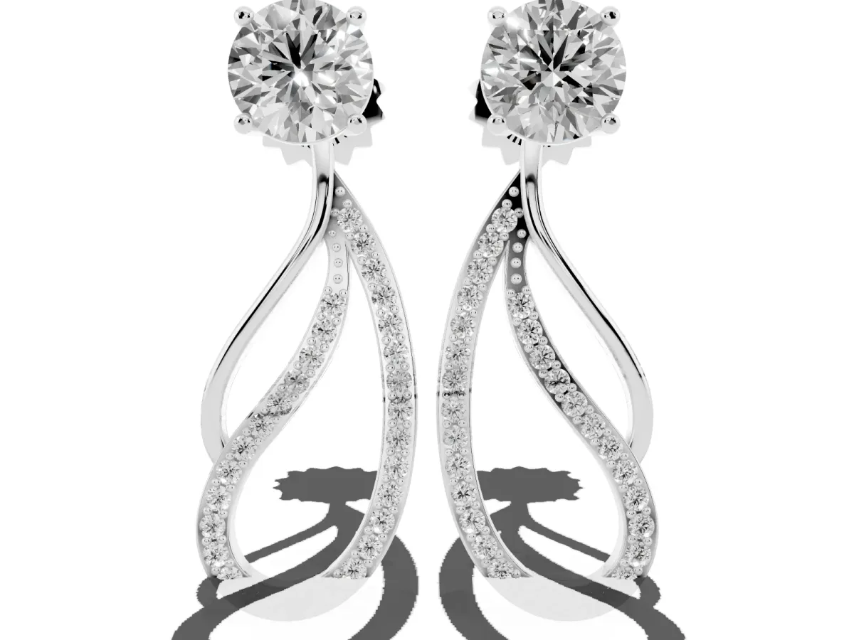 Round Cut Prong Set Diamond Infinity Drop Earrings Silver