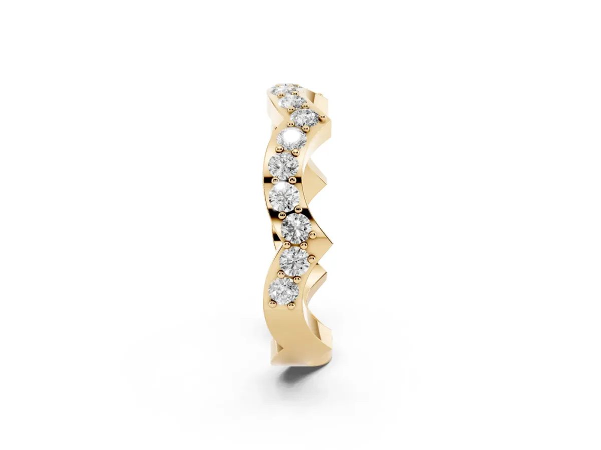 Round Diamond Pavé Zigzag Eternity Band Yellow gold