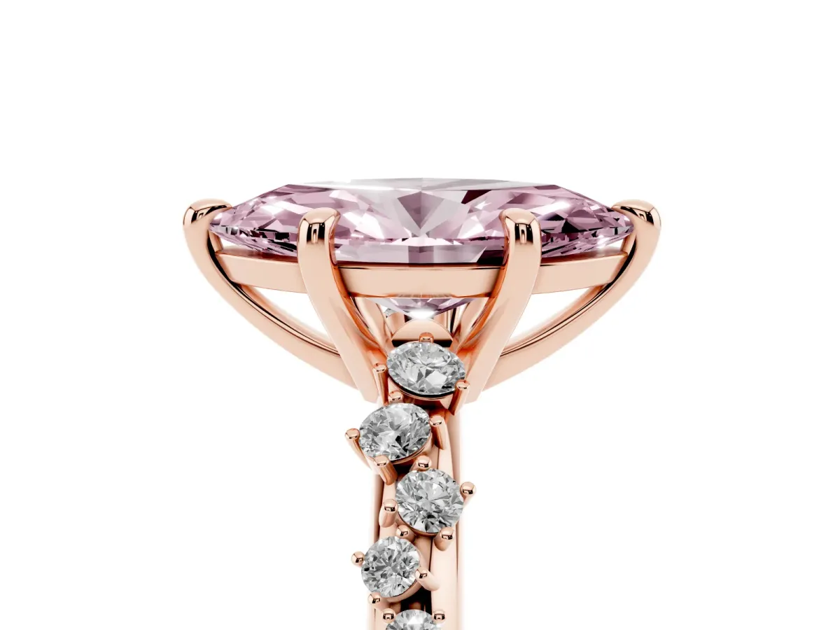 Fancy Pink Marquise Cut Cut Diamond Vine Band with Four-Prong Setting Rose gold