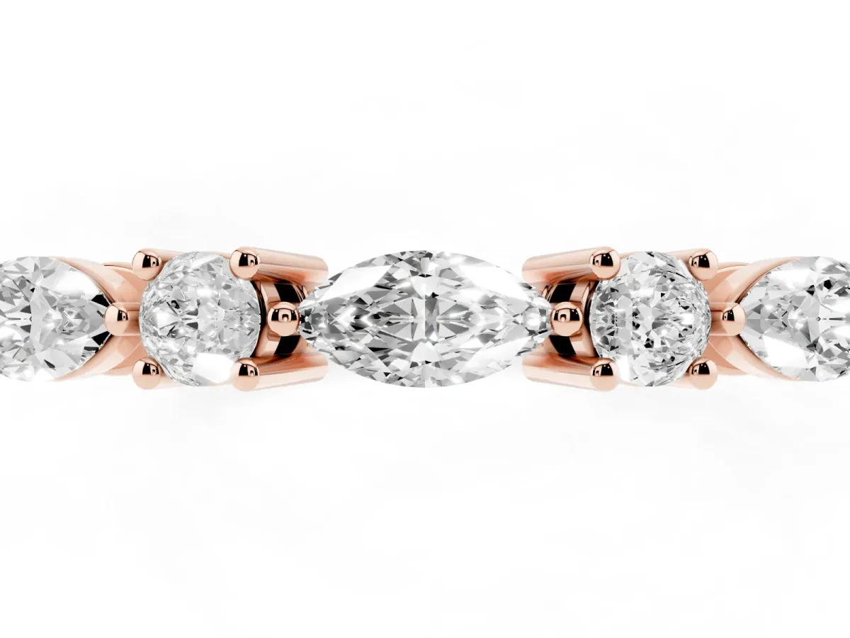 Prong Set Round Diamond Half-Eternity Band Rose gold