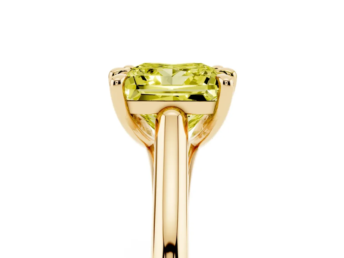 Fancy Yellow Princess Cut Solitaire Engagement Ring with Six-Prong Setting and Classic Band Yellow gold