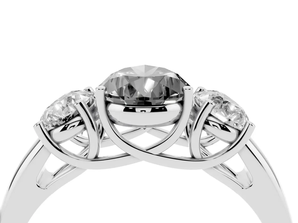 Fancy Black Three-Stone Pear Cut Diamond Engagement Ring with Prong Setting Platinum