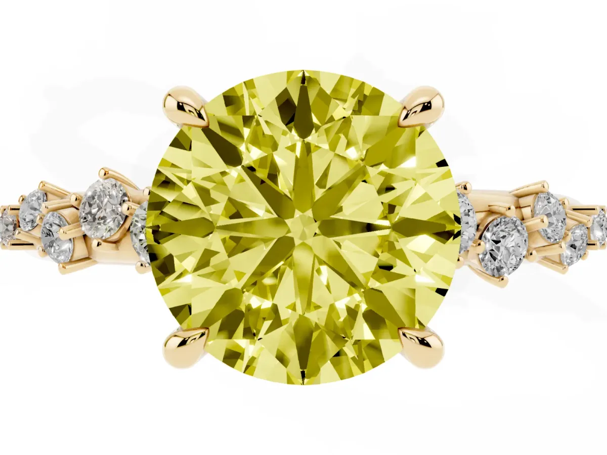 Fancy Yellow Round Cut Cut Diamond Vine Band with Four-Prong Setting Yellow gold
