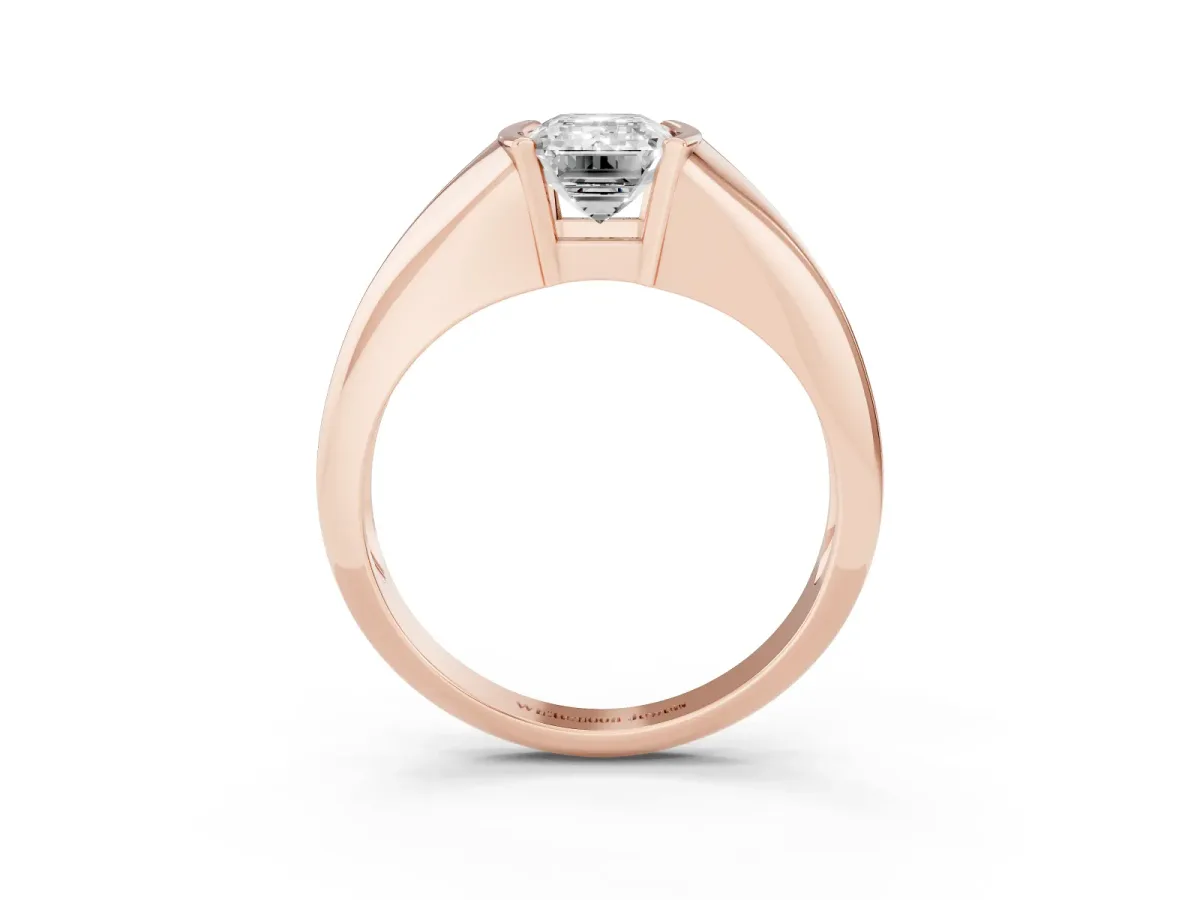Emerald Cut Solitaire Tension Set Diamond Ring Rose gold