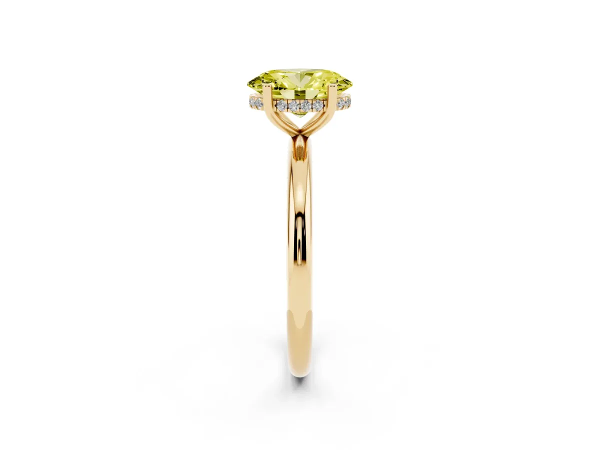 Fancy Yellow Oval Cut Cut Solitaire Engagement Ring with Four-Prong Setting and Classic Band Yellow gold