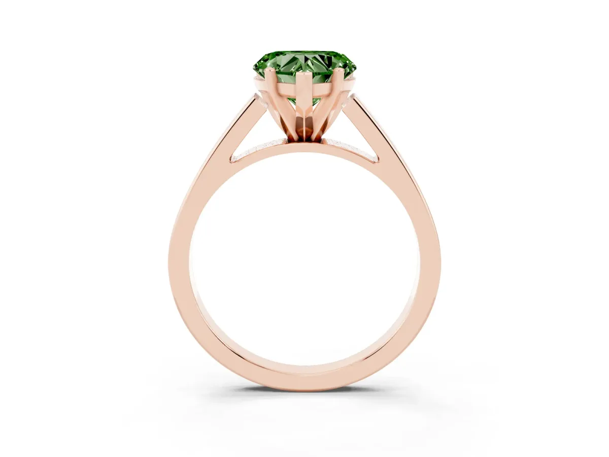 Fancy Green Heart Cut Solitaire Engagement Ring with Four-Prong Setting and Tapered Band Rose gold