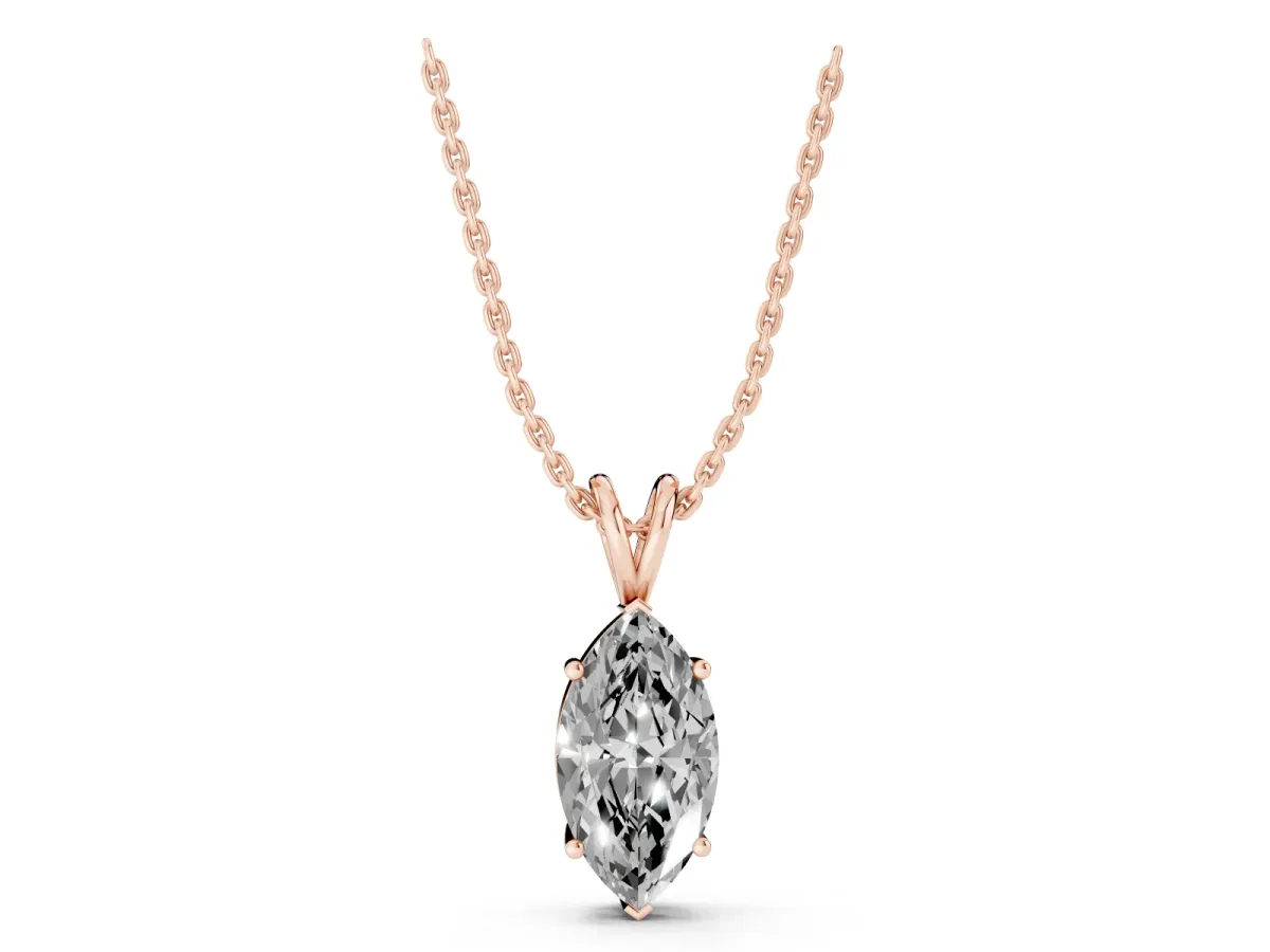 Marquise Diamond Solitaire Pendant with Prong Setting Rose gold