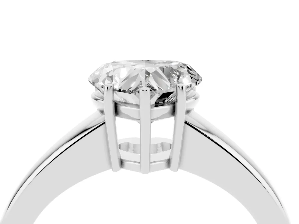 Heart Cut Solitaire Diamond Ring with Tapered Band and Four-Prong Setting White gold
