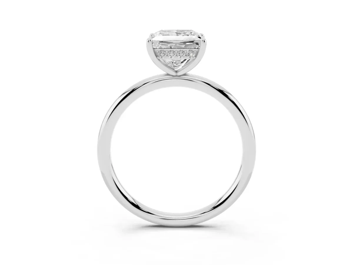 Princess Cut Solitaire Diamond Ring with a Classic Band and Four-Prong Setting Silver