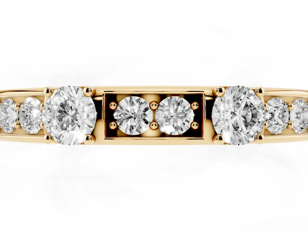 Round Diamond Channel Set Eternity Band with Prong Setting Yellow gold