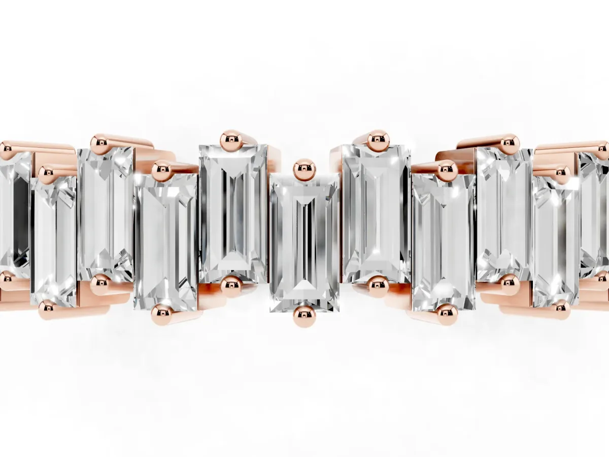 Baguette Diamond Full Eternity Ring with Prong Setting Rose gold