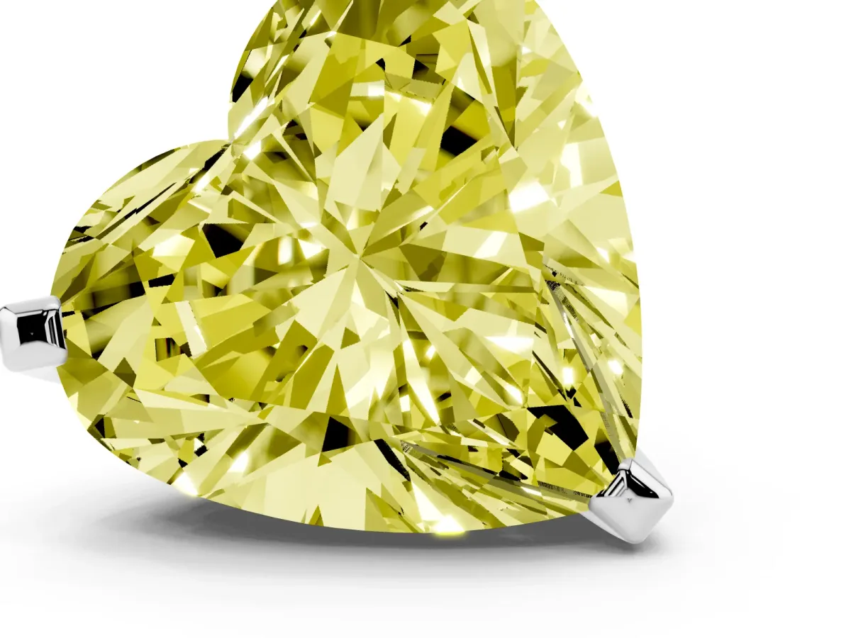 Fancy Yellow Heart Cut Diamond Solitaire Ring with Prong Setting and Classic Band White gold