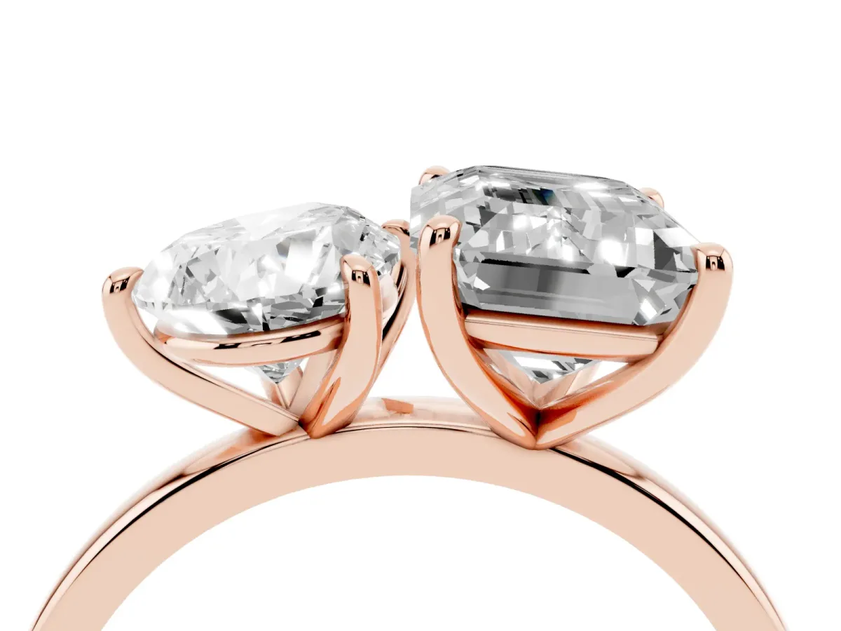 Pear Cut and Emerald Cut Toi Moi Ring with Prong Setting Rose gold