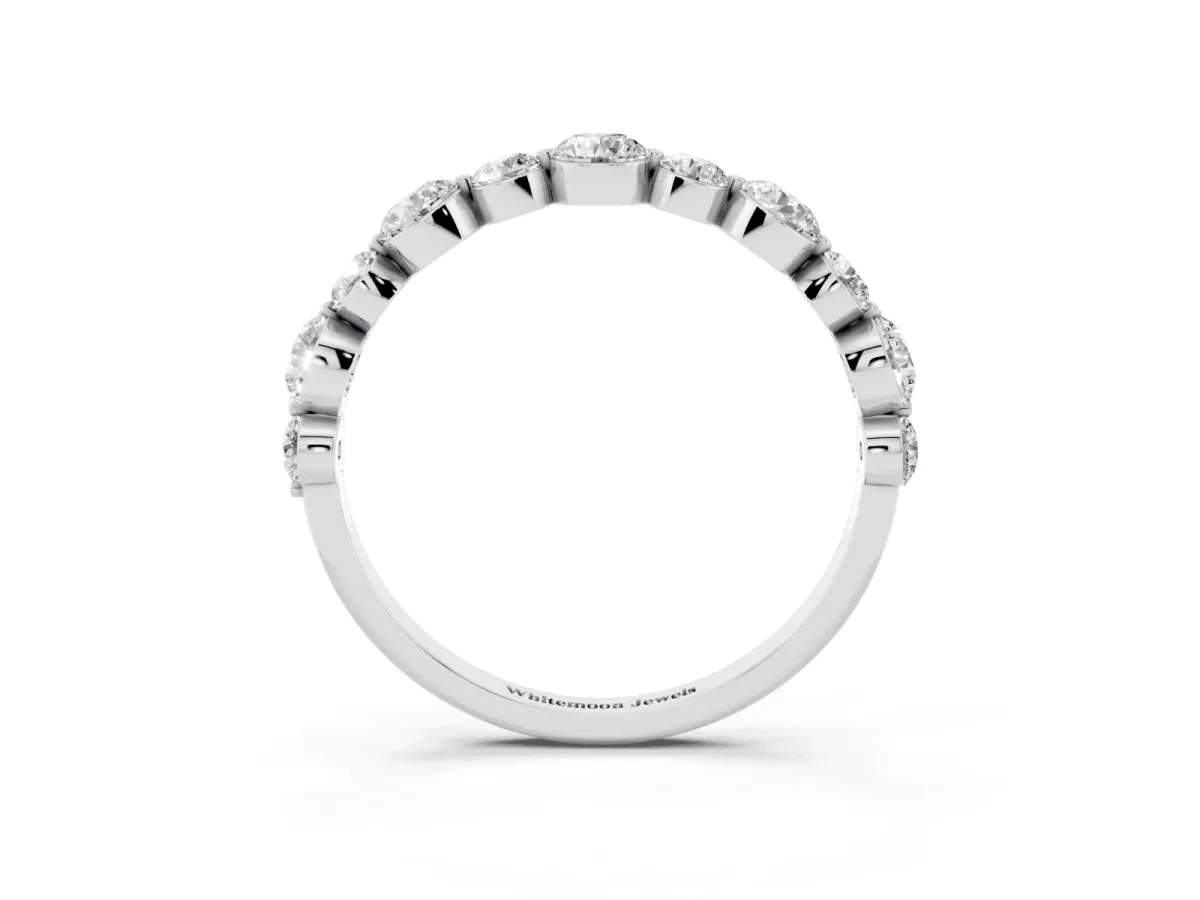 Round Diamond Scalloped Prong Set Eternity Band Platinum