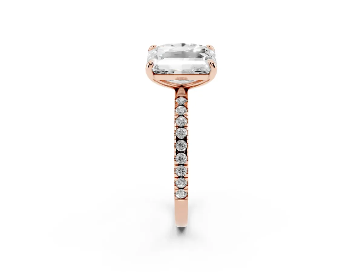 Oval and Radiant Toi Moi Ring with Prong Setting and Pave Band Rose gold