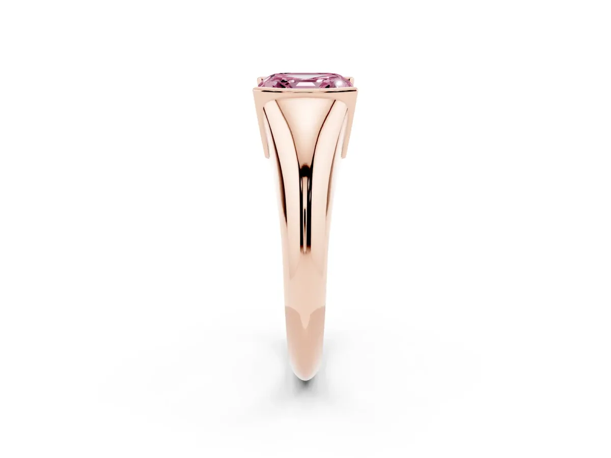 Fancy Pink Asscher Cut Solitaire Tension Set Diamond Ring Rose gold