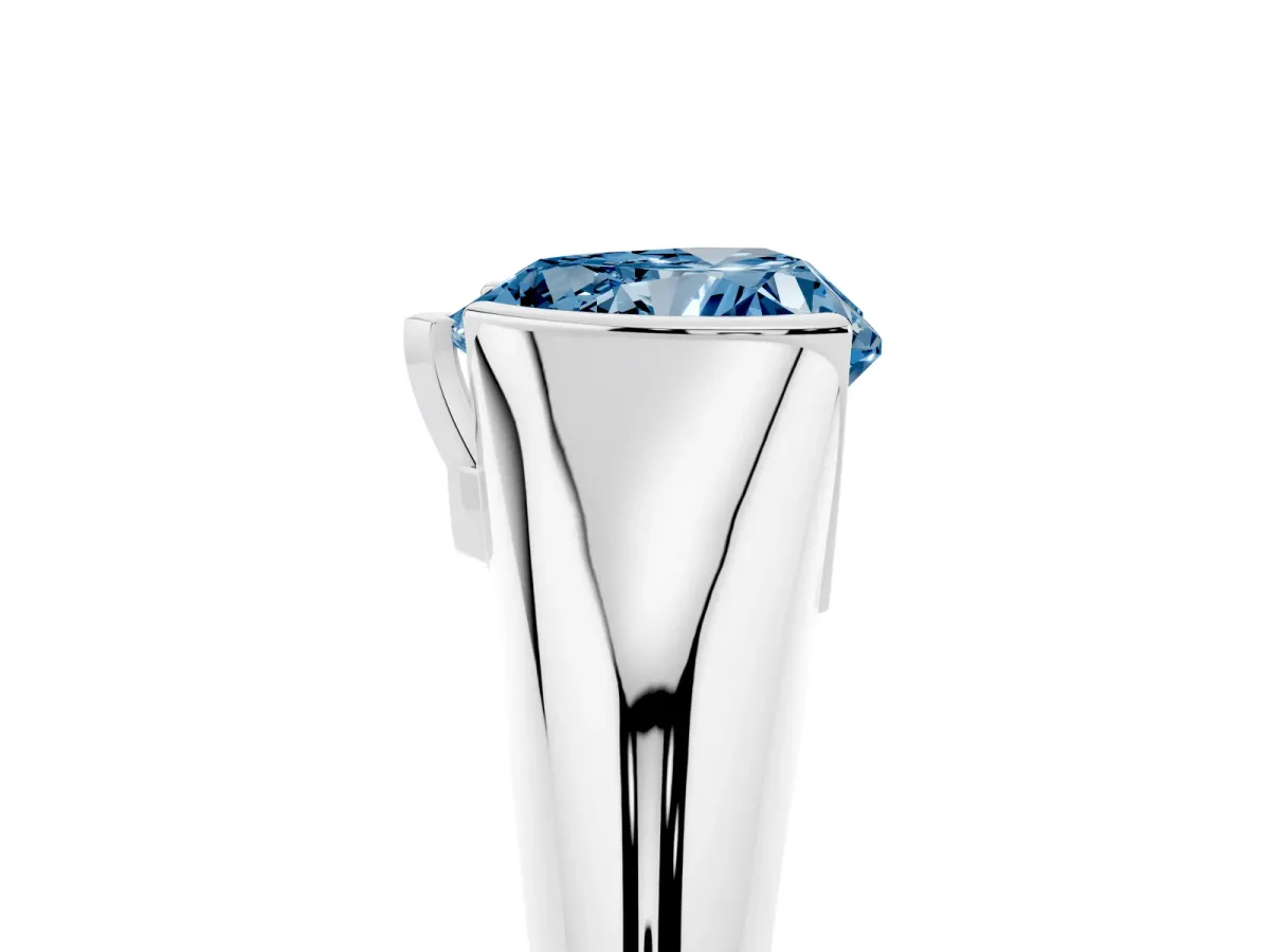 Fancy Blue Heart Cut Solitaire Tension Set Diamond Ring Silver