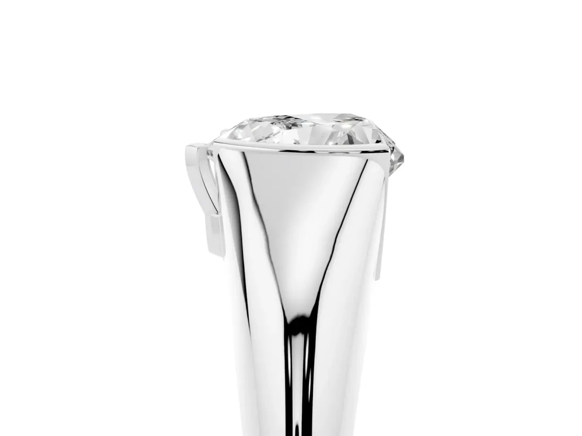 Heart Cut Solitaire Tension Set Diamond Ring Silver