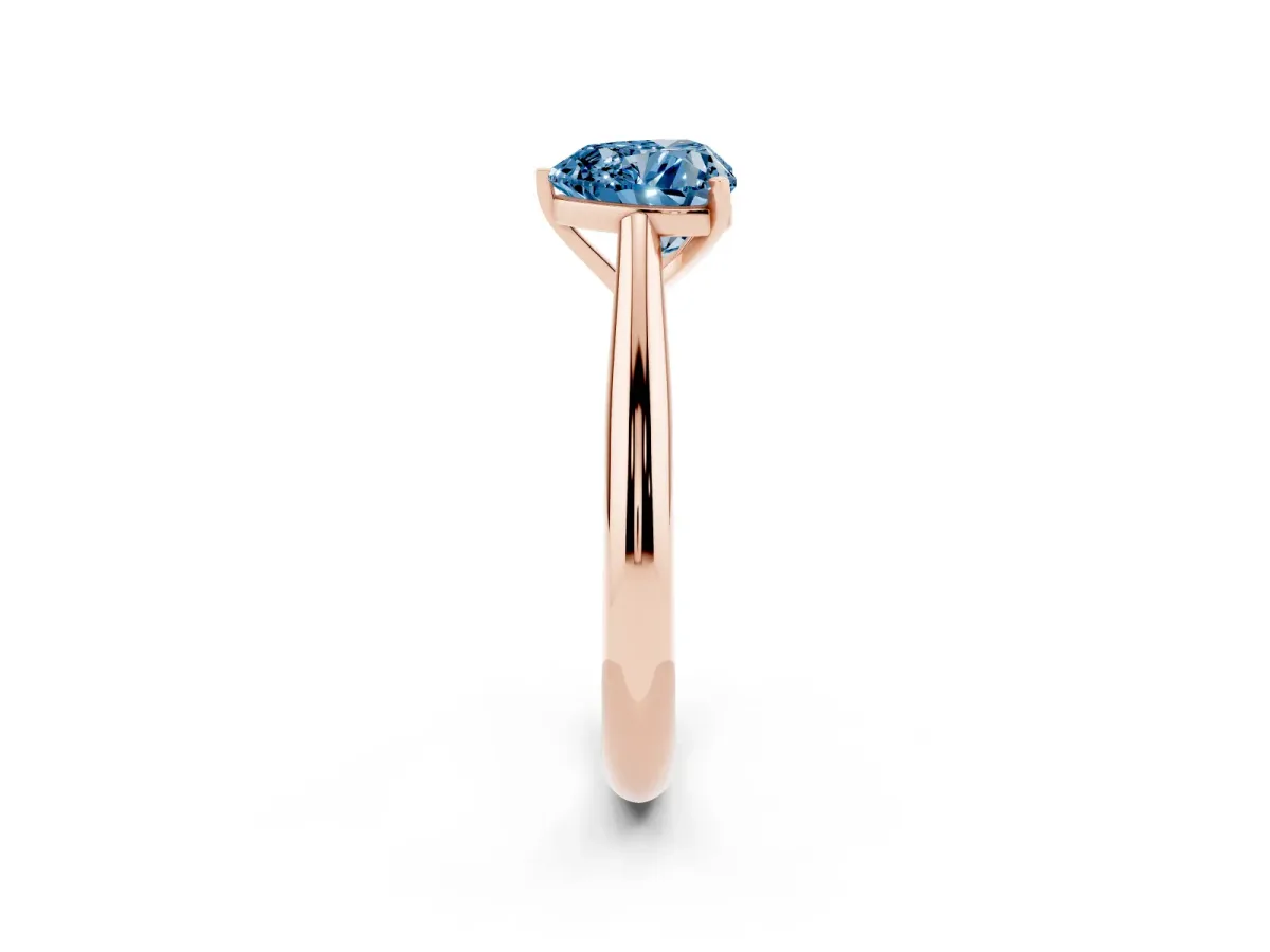 Fancy Blue Heart Cut Diamond Solitaire Engagement Ring with Cathedral Setting and Four-Prong Mount Rose gold