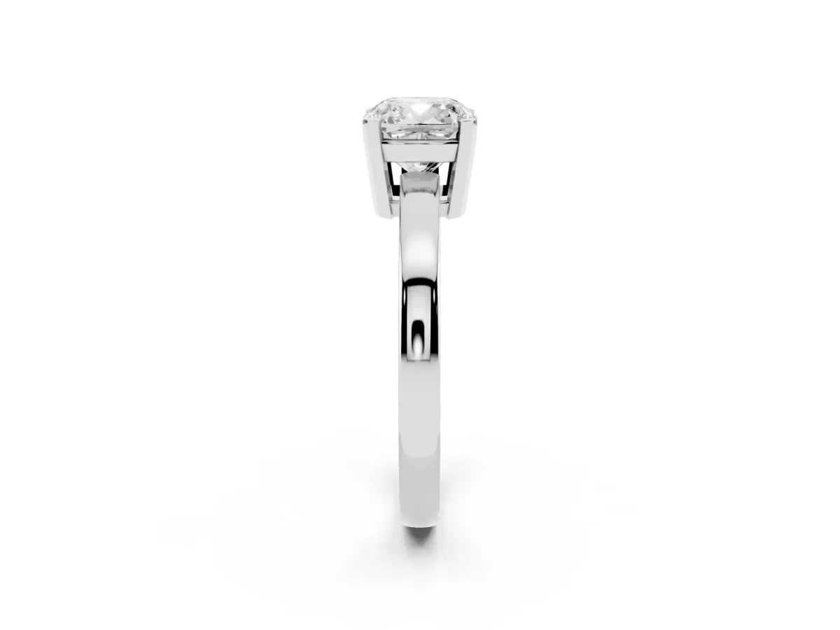 Cushion Cut Cut Solitaire Ring with Four-Prong Setting and Classic Band Silver