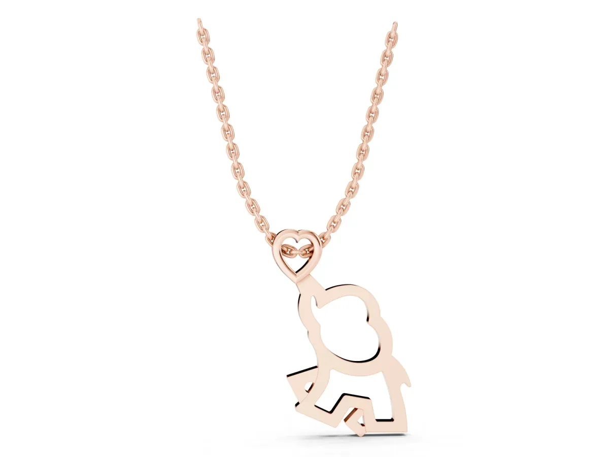 Silver Elephant Heart Pendant Rose gold