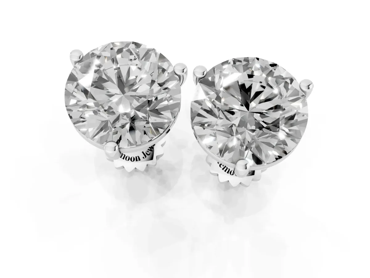 Round Brilliant Diamond Martini Stud Earrings Silver