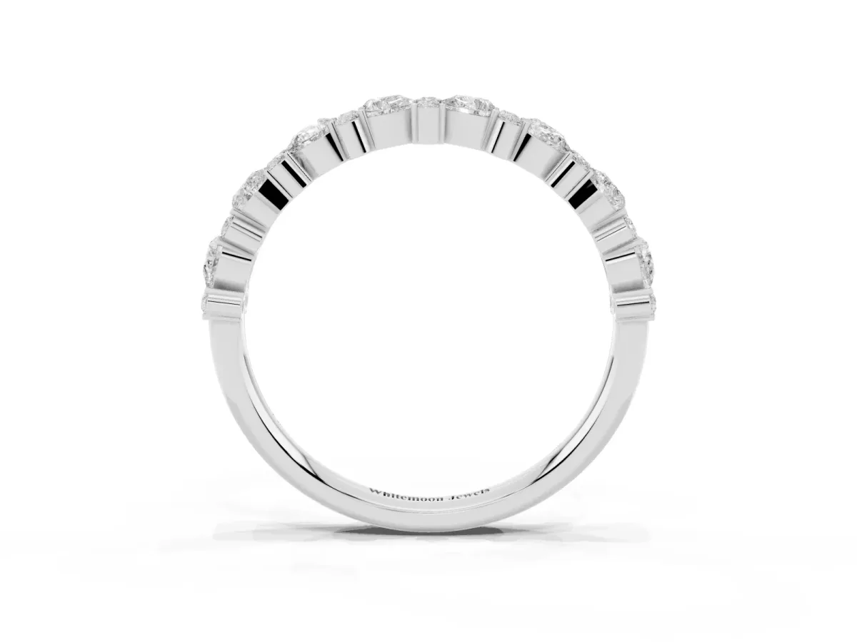 Pear and Round Diamond Wedding Band Platinum