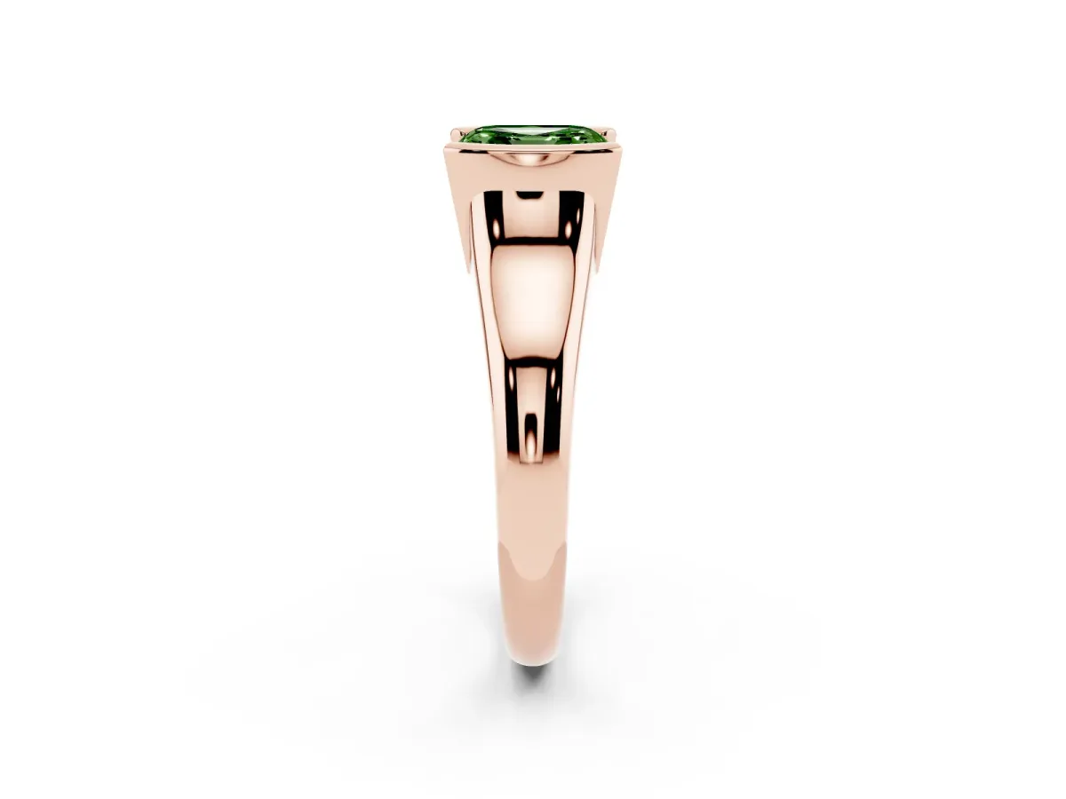 Fancy Green Asscher Cut Solitaire Tension Set Diamond Ring with Split Shank Band Rose gold