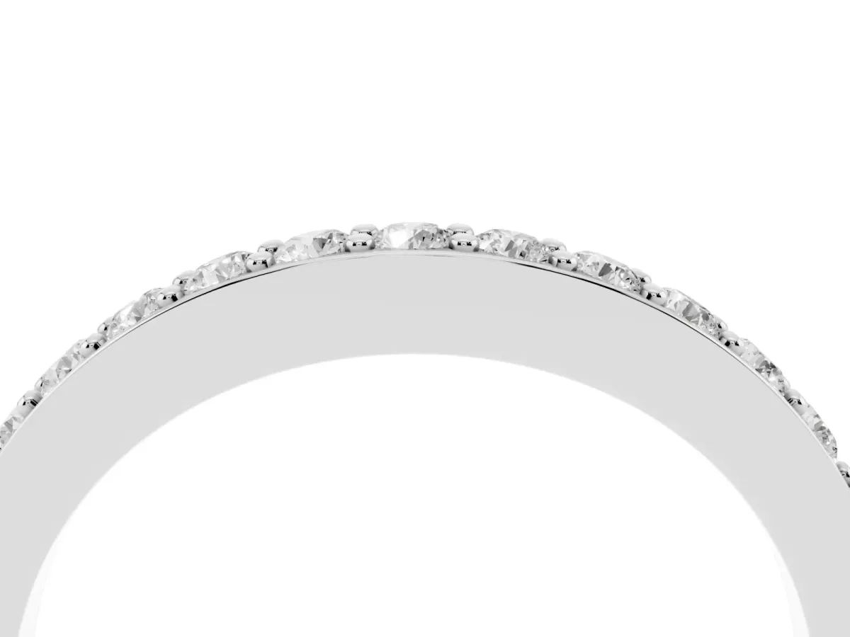 Round Diamond Pavé Set Curved Eternity Band Silver