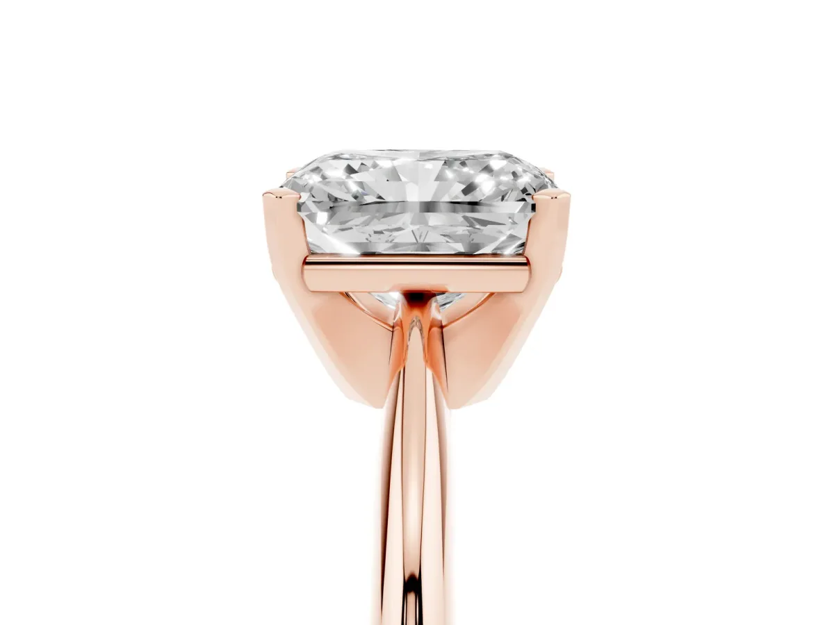 Radiant Cut Cut Solitaire Ring with Four-Prong Setting on a Classic Band Rose gold