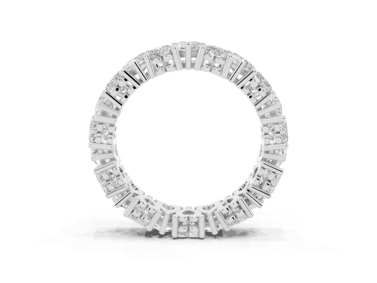 Heart Cut Eternity Band with Shared Prong Setting Silver