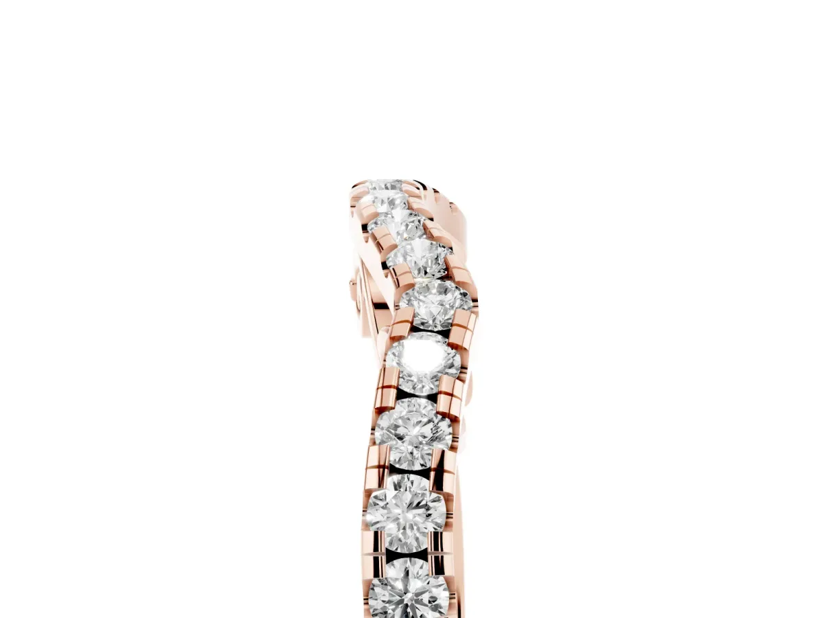 Curved Diamond Pavé Round Eternity Band with Shared Prong Setting Rose gold