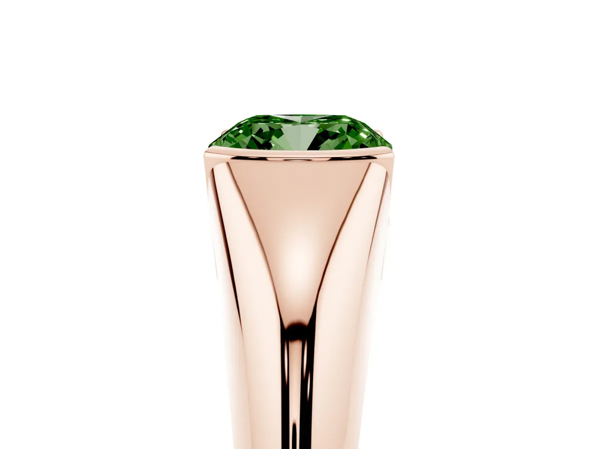 Fancy Green Cushion Cut Solitaire Tension Set Diamond Ring Rose gold