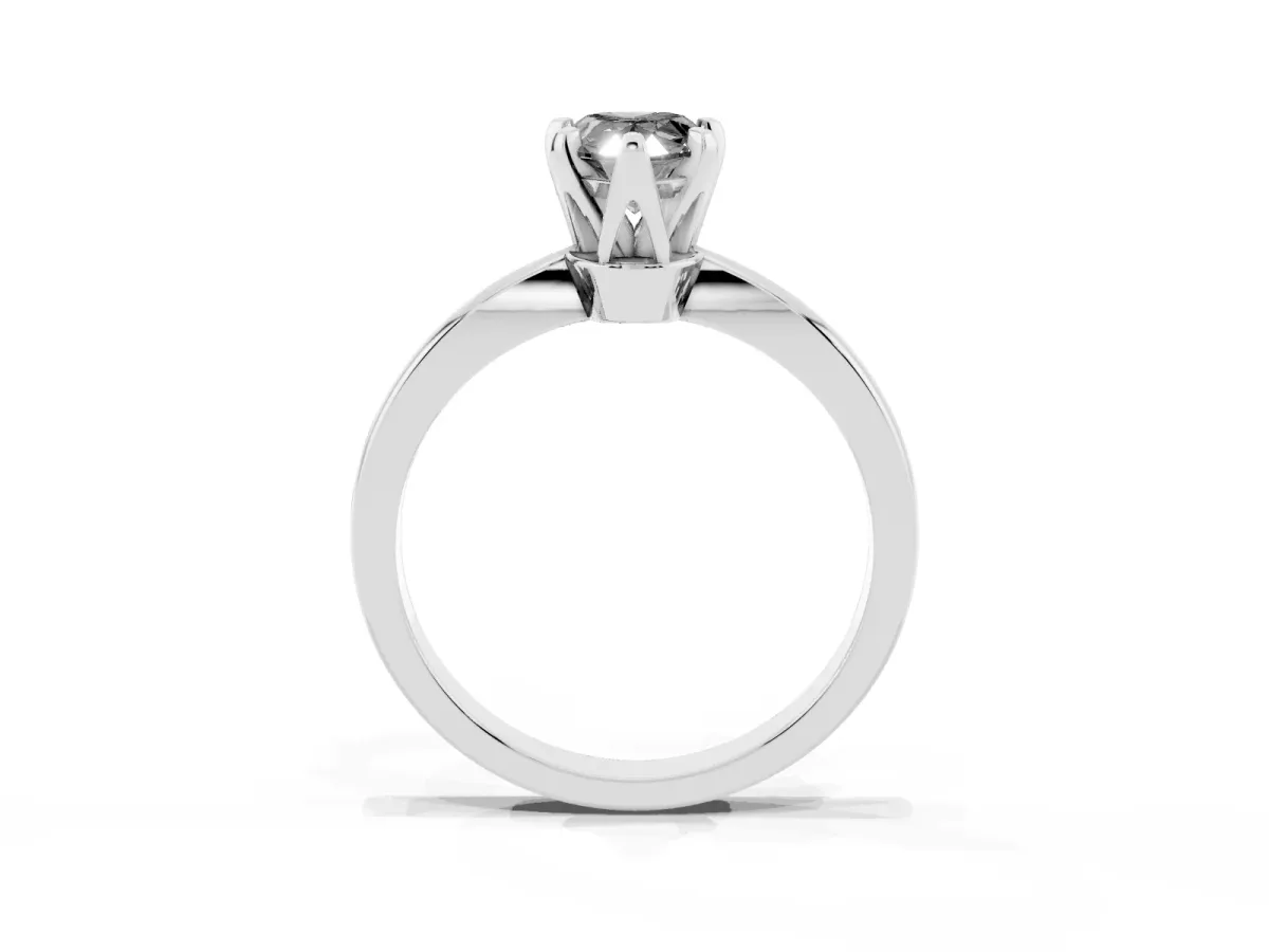 Fancy Black Pear Cut Solitaire Engagement Ring with Six-Prong Setting and Tapered Band Platinum