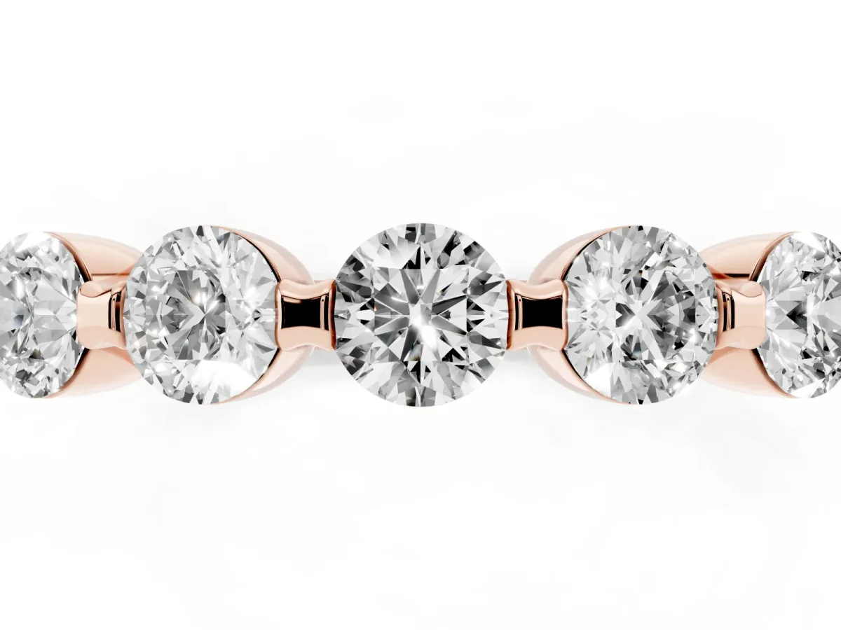 Five-Stone Round Cut Diamond Prong-Set Half Eternity Band Rose gold