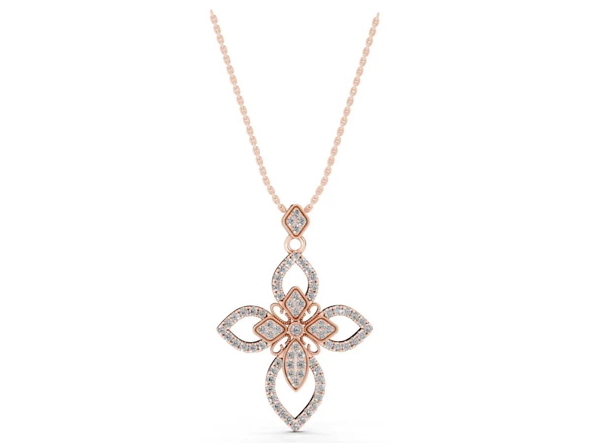 Pavé Marquise Diamond Cross Pendant Rose gold