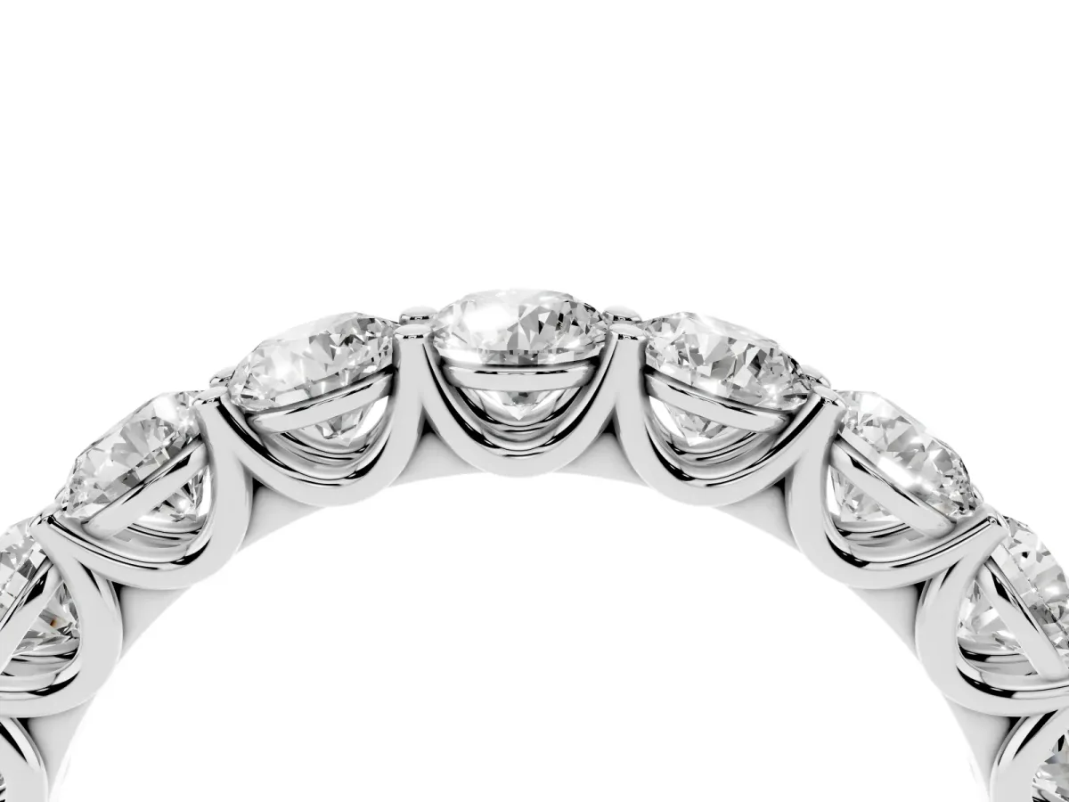 Round Diamond Shared Prong Eternity Band Platinum