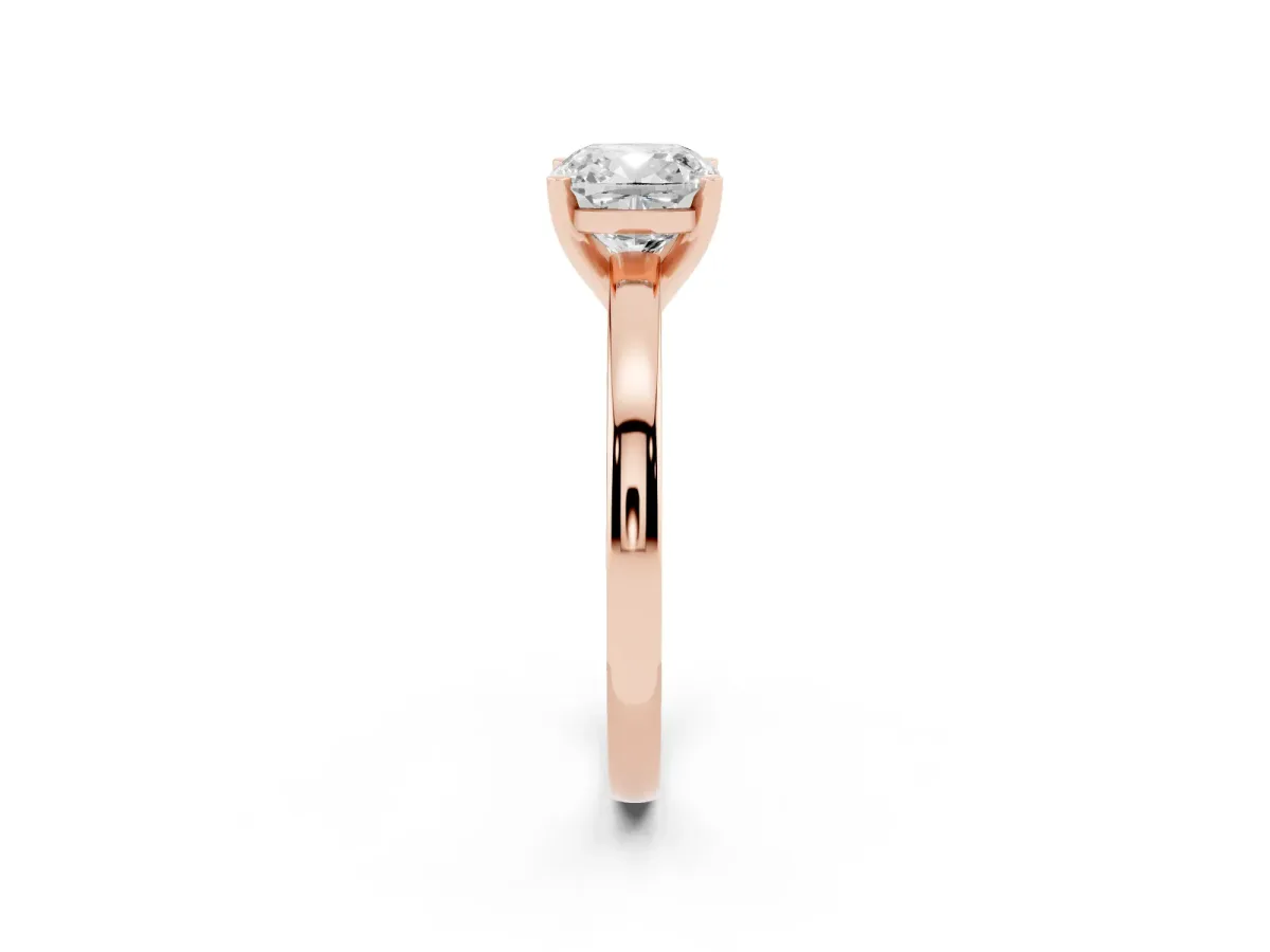 Cushion Cut Solitaire Diamond Engagement Ring with Four-Prong Setting on a Classic Band Rose gold