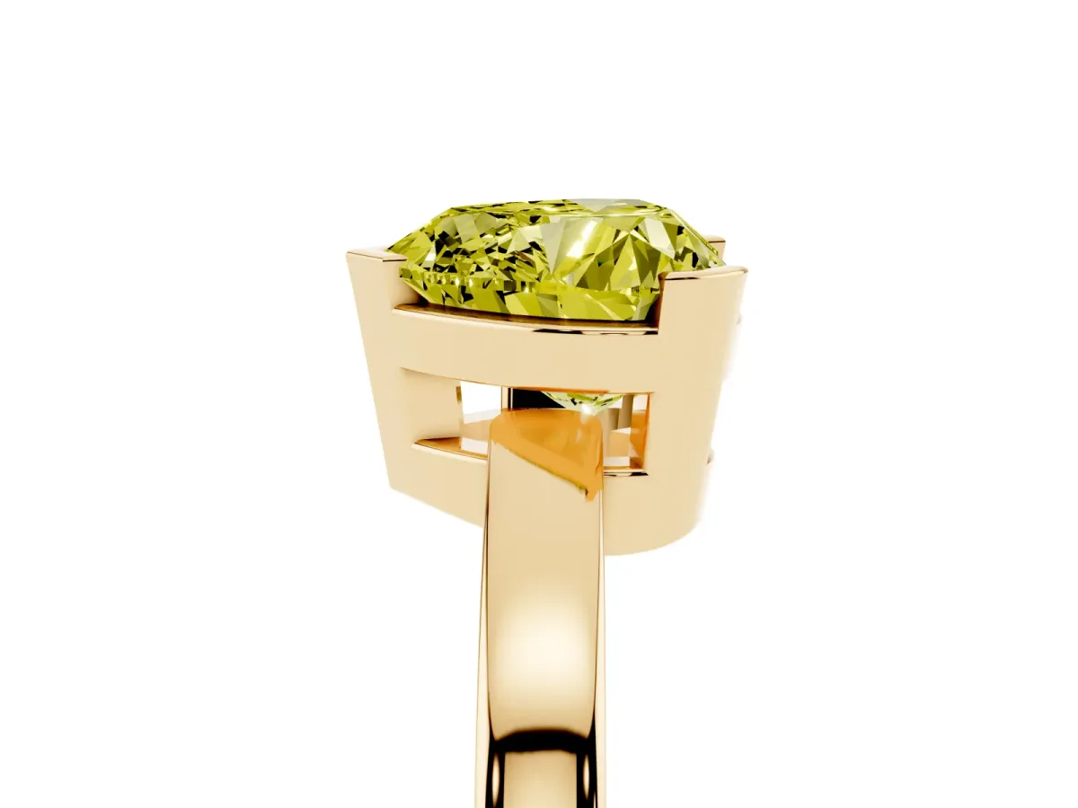 Fancy Yellow Heart Cut Cut Solitaire Ring with Four-Prong Setting and Classic Band Yellow gold