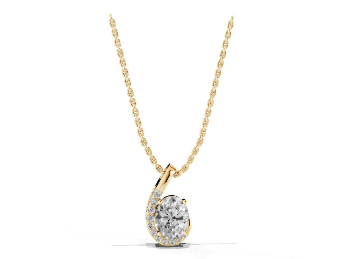 Round Diamond Swirl Pendant with Prong Setting Yellow gold