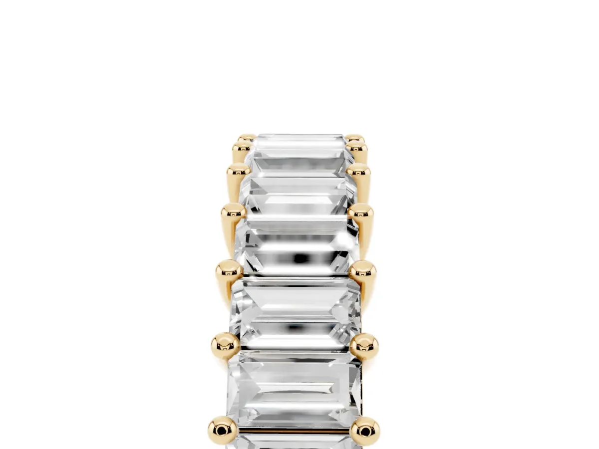 Baguette Cut Eternity Band with Shared Prong Setting Yellow gold