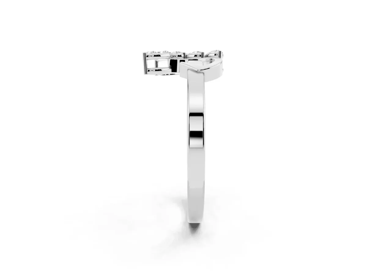 Marquise Diamond Cluster Bypass Ring with Prong Setting White gold