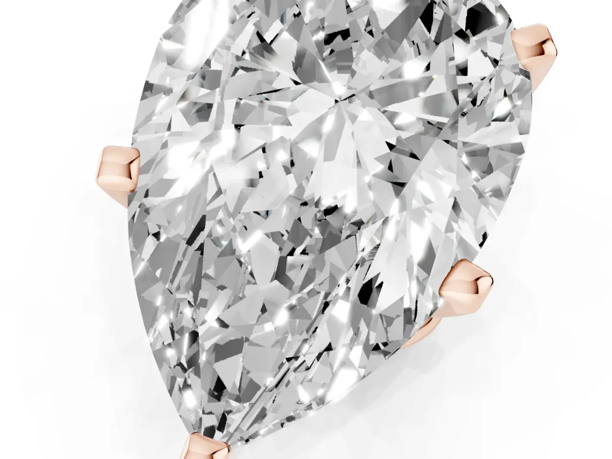 Pear Cut Diamond Solitaire Ring with Prong Setting and Classic Band Rose gold