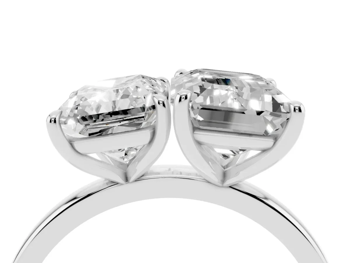 Radiant Cut and Emerald Cut Toi Moi Ring with Prong Setting Platinum