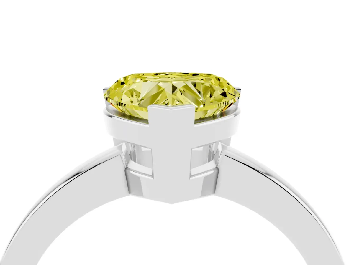 Fancy Yellow Heart Cut Cut Solitaire Ring with Four-Prong Setting and Classic Band Silver